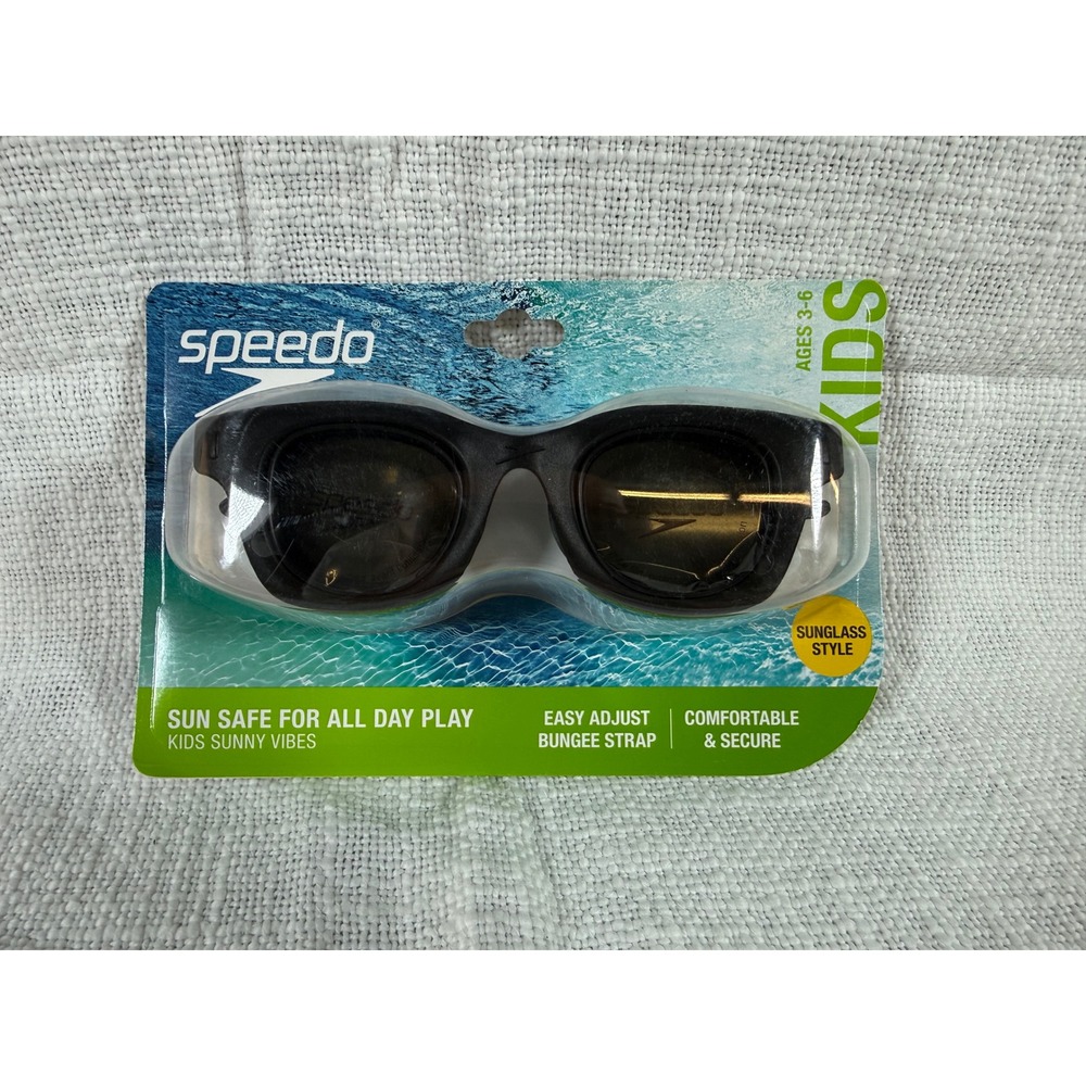 Speedo Kids Sunny Vibes Swim Goggles Black Gold Sunglass Style Ages 3-6 NEW